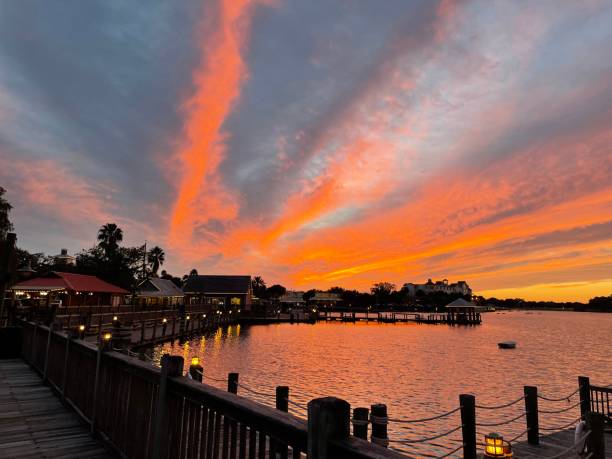Sunset over the water in The Villages, Florida